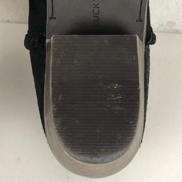 Lucky Brand Women's Size 8.5M Black Leather Back Zip Block Heel Ankle Booties - Picture 9 of 12